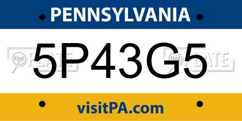 5P43G5 Pennsylvania License Plate