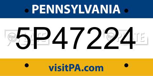 5P47224 Pennsylvania License Plate
