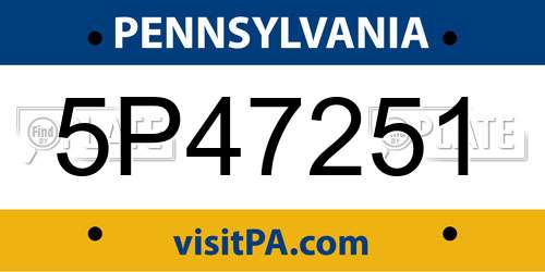 5P47251 Pennsylvania License Plate