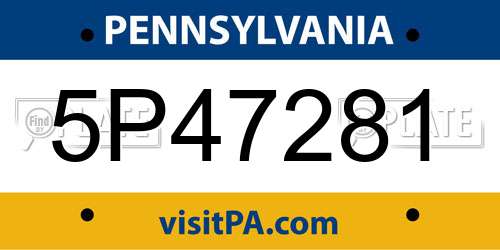 5P47281 Pennsylvania License Plate