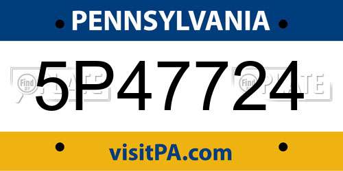 5P47724 Pennsylvania License Plate