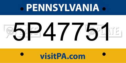 5P47751 Pennsylvania License Plate