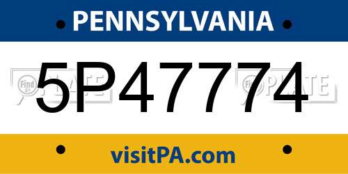 5P47774 Pennsylvania License Plate
