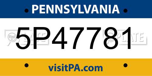 5P47781 Pennsylvania License Plate