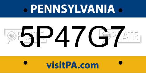 5P47G7 Pennsylvania License Plate