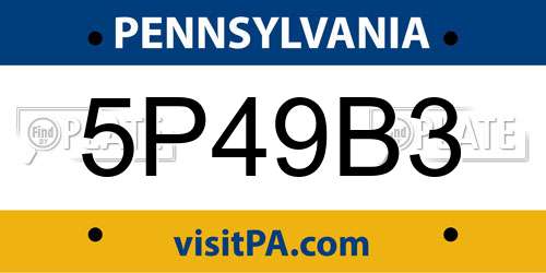 5P49B3 Pennsylvania License Plate