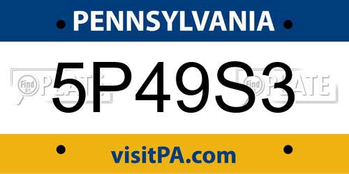 5P49S3 Pennsylvania License Plate