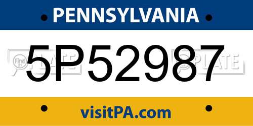 5P52987 Pennsylvania License Plate