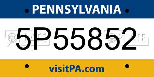 5P55852 Pennsylvania License Plate