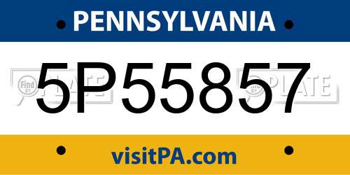 5P55857 Pennsylvania License Plate