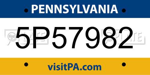 5P57982 Pennsylvania License Plate