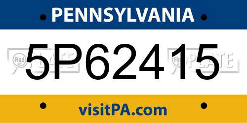 5P62415 Pennsylvania License Plate