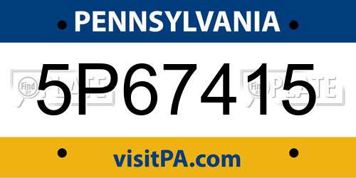 5P67415 Pennsylvania License Plate