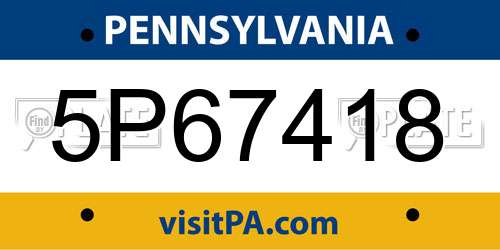 5P67418 Pennsylvania License Plate