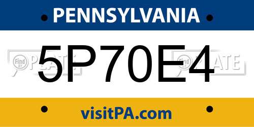 5P70E4 Pennsylvania License Plate