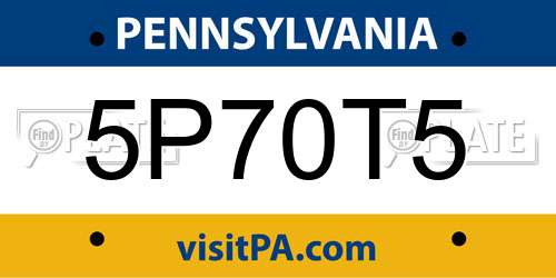 5P70T5 Pennsylvania License Plate