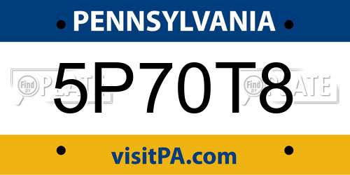5P70T8 Pennsylvania License Plate