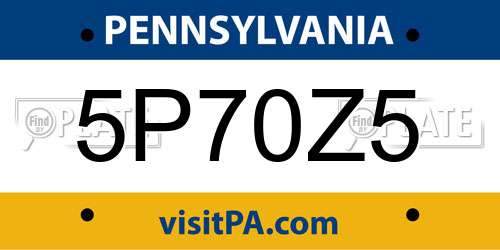 5P70Z5 Pennsylvania License Plate