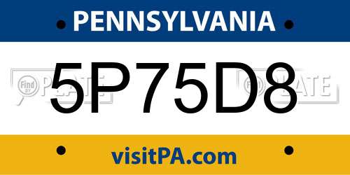 5P75D8 Pennsylvania License Plate