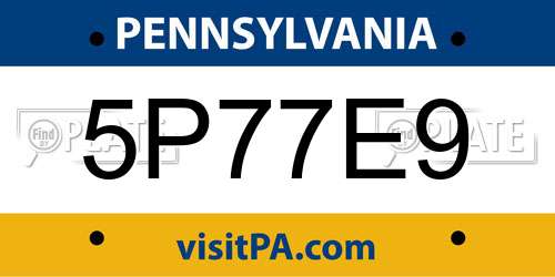5P77E9 Pennsylvania License Plate