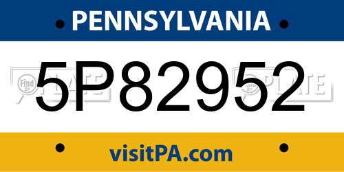 5P82952 Pennsylvania License Plate