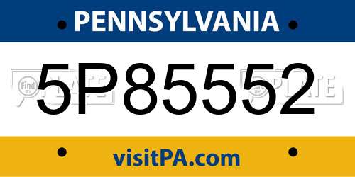 5P85552 Pennsylvania License Plate