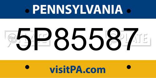 5P85587 Pennsylvania License Plate