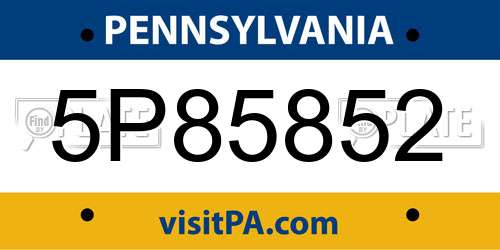 5P85852 Pennsylvania License Plate