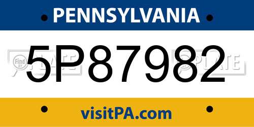 5P87982 Pennsylvania License Plate
