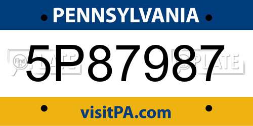 5P87987 Pennsylvania License Plate