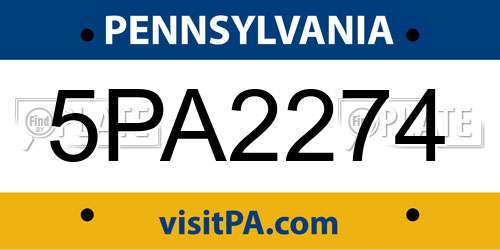 5PA2274 Pennsylvania License Plate