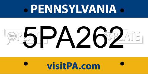 5PA262 Pennsylvania License Plate