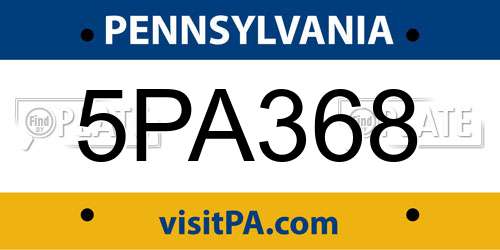 5PA368 Pennsylvania License Plate