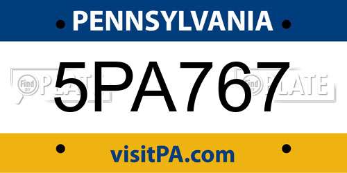 5PA767 Pennsylvania License Plate