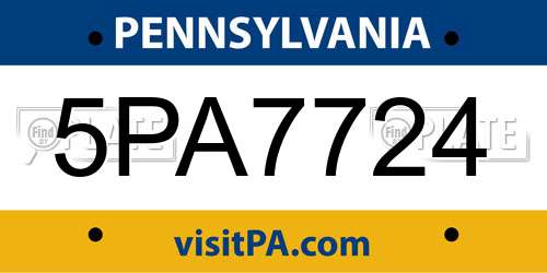5PA7724 Pennsylvania License Plate