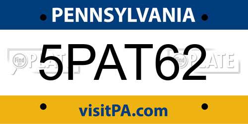 5PAT62 Pennsylvania License Plate