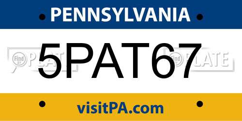 5PAT67 Pennsylvania License Plate