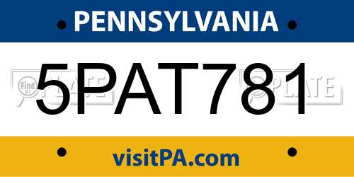 5PAT781 Pennsylvania License Plate