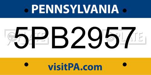 5PB2957 Pennsylvania License Plate