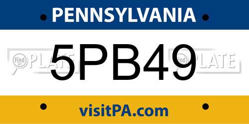5PB49 Pennsylvania License Plate