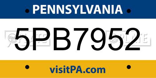 5PB7952 Pennsylvania License Plate