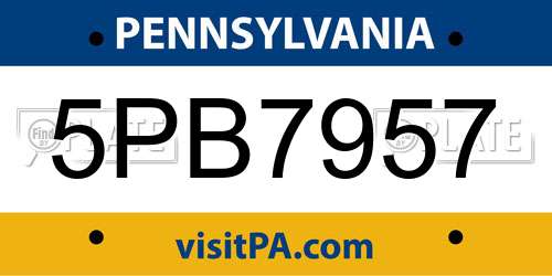 5PB7957 Pennsylvania License Plate