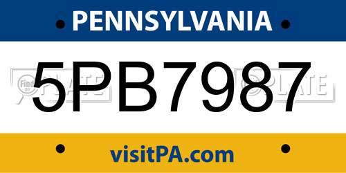 5PB7987 Pennsylvania License Plate