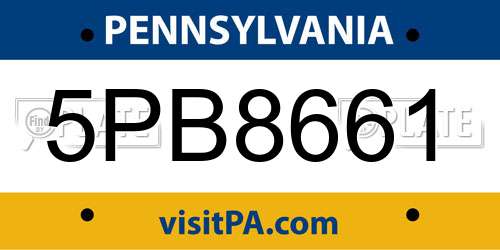 5PB8661 Pennsylvania License Plate