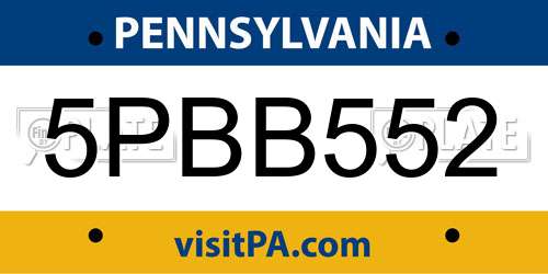 5PBB552 Pennsylvania License Plate