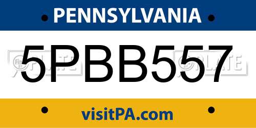 5PBB557 Pennsylvania License Plate
