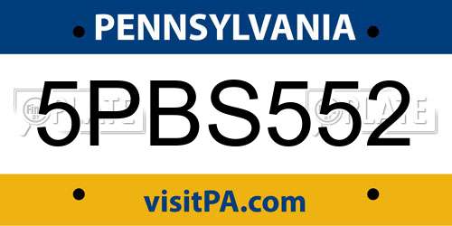 5PBS552 Pennsylvania License Plate