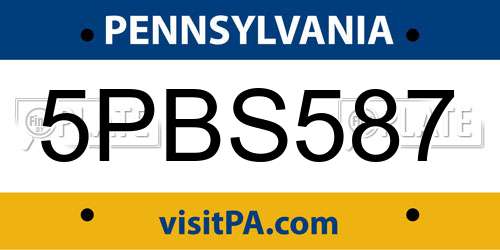 5PBS587 Pennsylvania License Plate