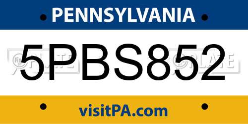 5PBS852 Pennsylvania License Plate