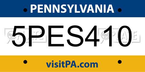 5PES410 Pennsylvania License Plate
